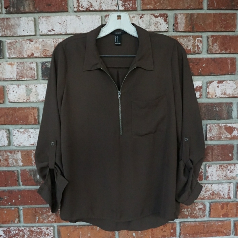 Forever 21 Brown Sheer Blouse